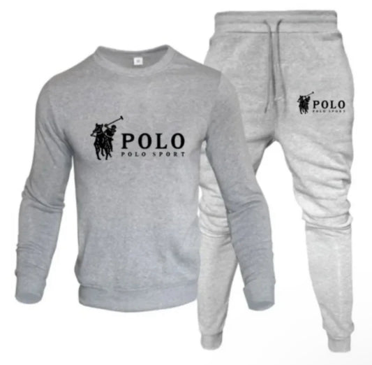 2-piece men's casual set, round neck sports shirt and wool sports pants